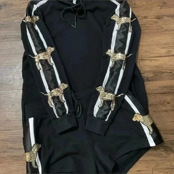 VICTORIA’S SECRET PINK BLING TUNIC HOODIE/ SHORTS OUTFIT SET S - Picture 6 of 15